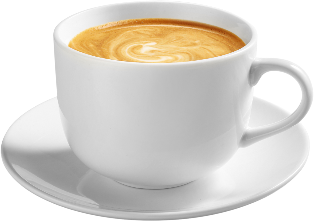 Close up image of a white coffee cup on a plate